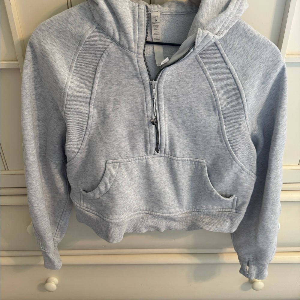 Lululemon Athletica Gray Cropped Sweater with Hood